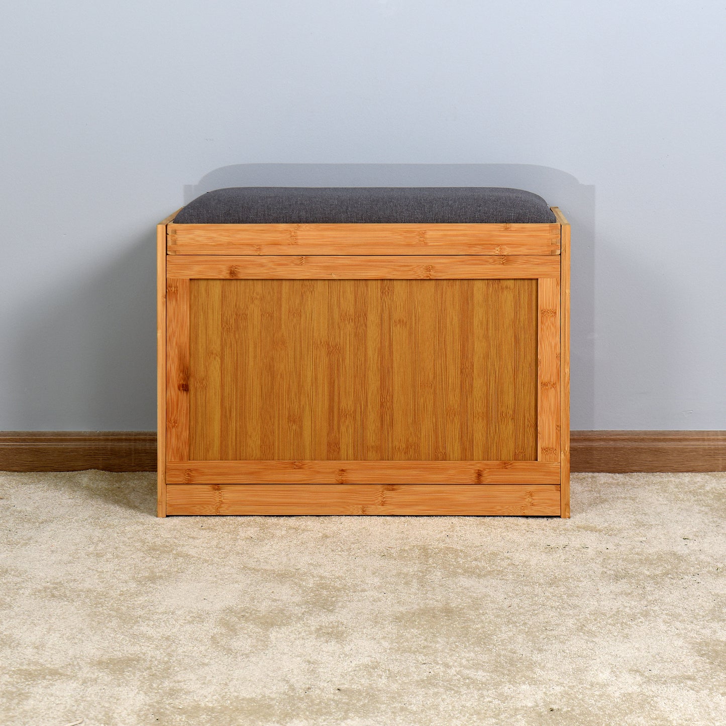 Entryway Wooden Shoe Changing Stool and Cabinet with Foldable Shelf- Natural_6