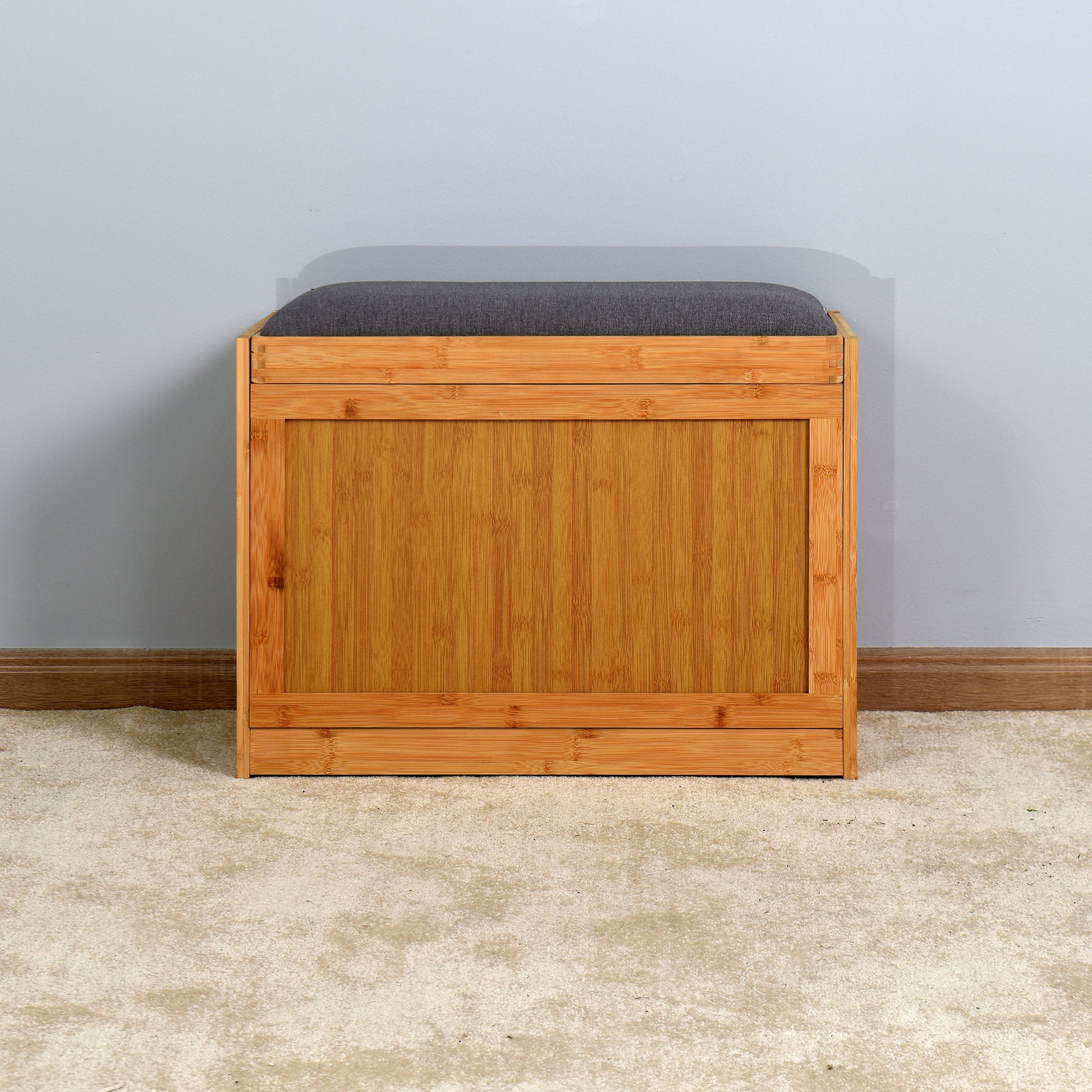 Entryway Wooden Shoe Changing Stool and Cabinet with Foldable Shelf- Natural_6