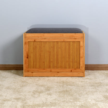 Entryway Wooden Shoe Changing Stool and Cabinet with Foldable Shelf- Natural_6