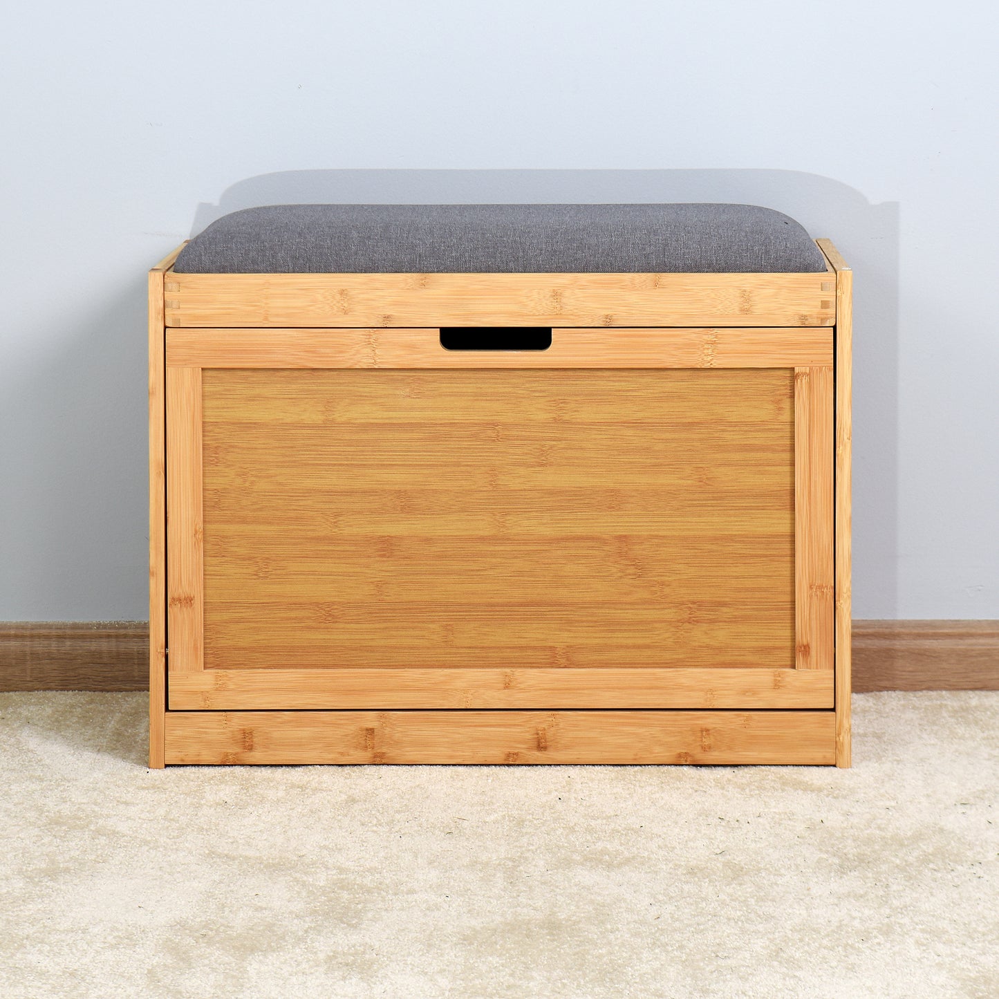 Entryway Wooden Shoe Changing Stool and Cabinet with Foldable Shelf- Natural_5