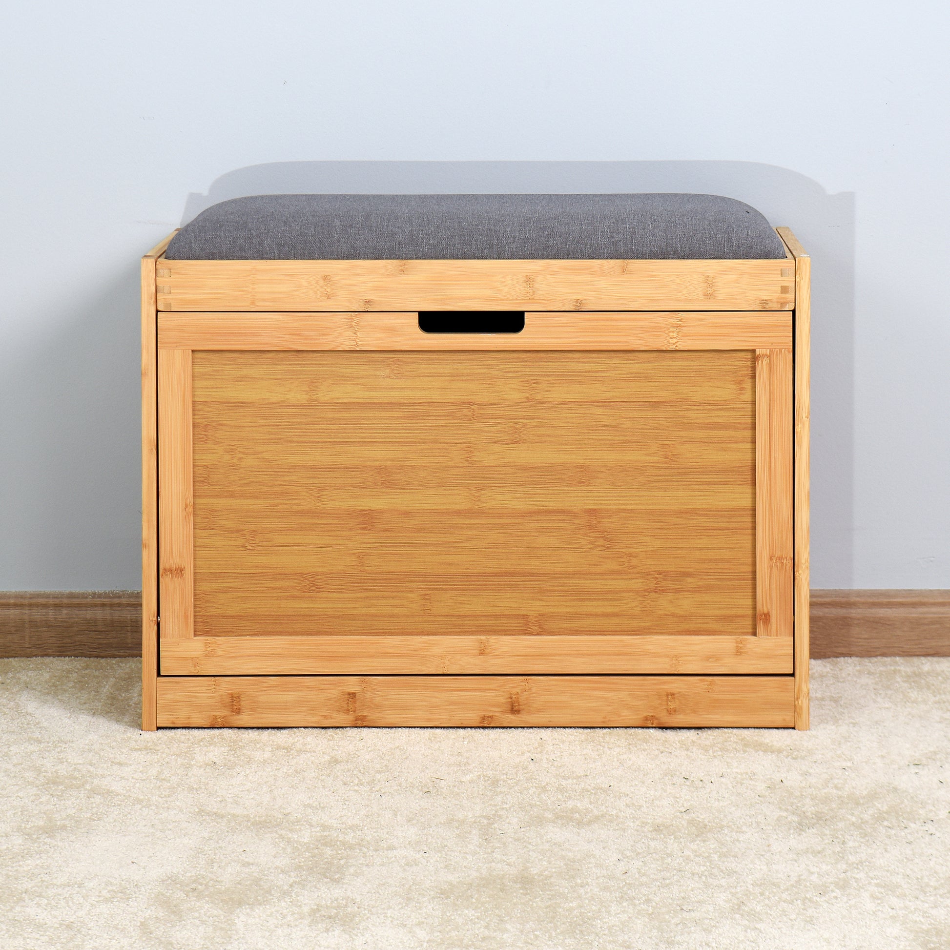 Entryway Wooden Shoe Changing Stool and Cabinet with Foldable Shelf- Natural_5