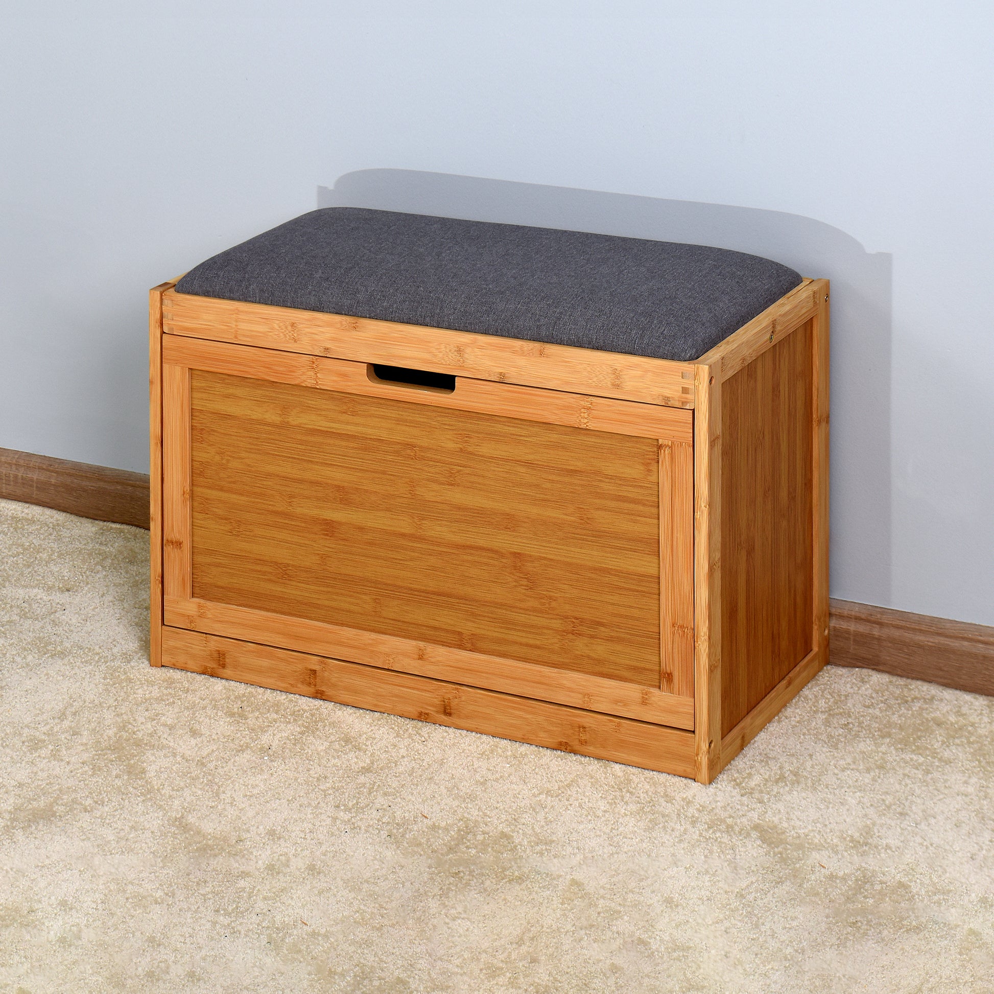 Entryway Wooden Shoe Changing Stool and Cabinet with Foldable Shelf- Natural_13