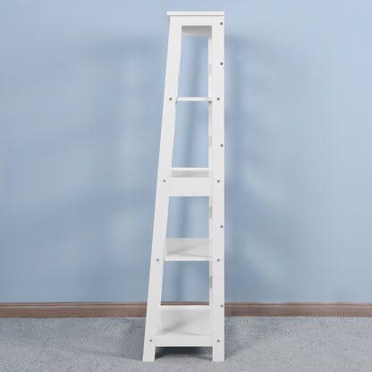 5 Tier Wooden Staircase Bookcase Ladder Designed Storage Rack- White_3