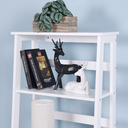 5 Tier Wooden Staircase Bookcase Ladder Designed Storage Rack- White_5