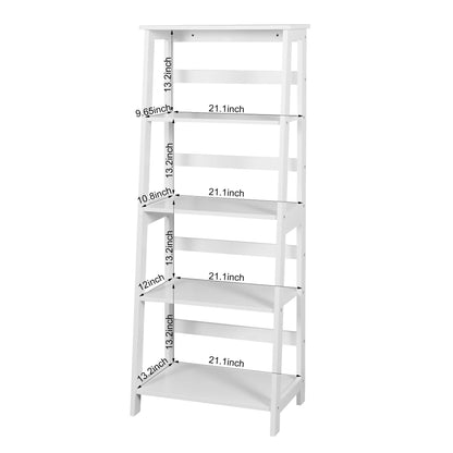 5 Tier Wooden Staircase Bookcase Ladder Designed Storage Rack- White_10