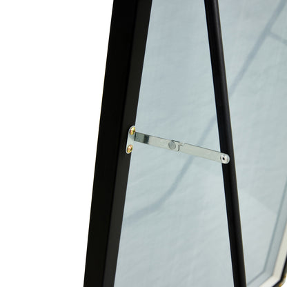 Full-Length Body Mirror with Wooden Frame and Stand Dressing Mirror- Black_15