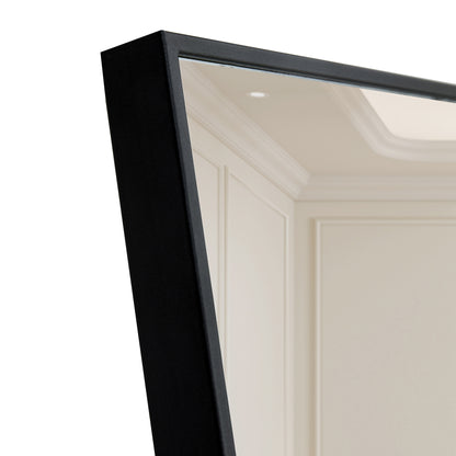 Full-Length Body Mirror with Wooden Frame and Stand Dressing Mirror- Black_17