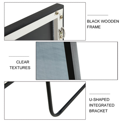 Full-Length Body Mirror with Wooden Frame and Stand Dressing Mirror- Black_22