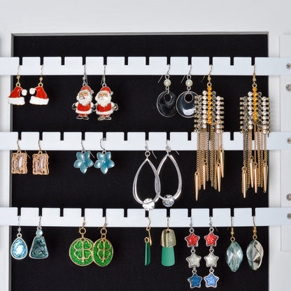 Full Body Mirror and Jewelry Case Storage Cabinet with LED Light- White_7