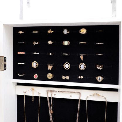 Full Body Mirror and Jewelry Case Storage Cabinet Door and Wall Hanging- White_4