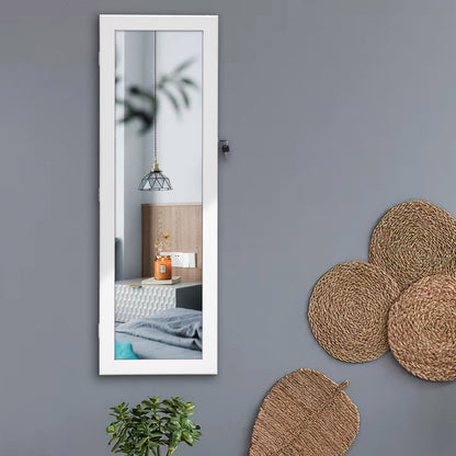 Full Body Mirror and Jewelry Case Storage Cabinet Door and Wall Hanging- White_3