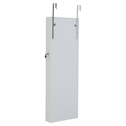 Full Body Mirror and Jewelry Case Storage Cabinet Door and Wall Hanging- White_10