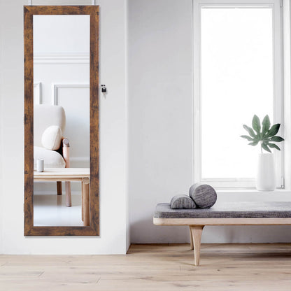 Full Body Mirror and Jewelry Case Storage Cabinet Door and Wall Hanging- Antique Gray_3