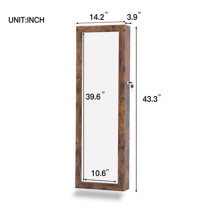 Full Body Mirror and Jewelry Case Storage Cabinet Door and Wall Hanging- Antique Gray_12