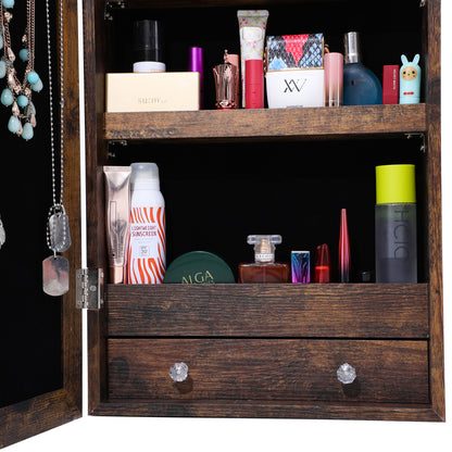 Full Body Mirror and Jewelry Case Storage Cabinet Door and Wall Hanging- Antique Gray_7