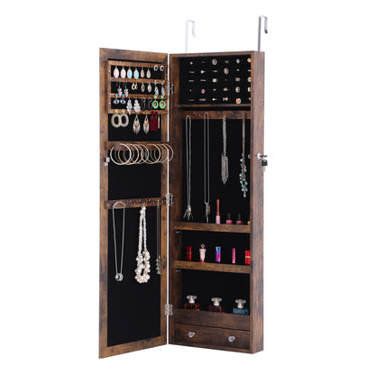 Full Body Mirror and Jewelry Case Storage Cabinet Door and Wall Hanging- Antique Gray_2