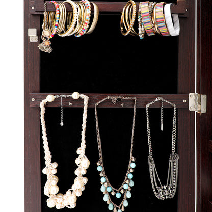 Full Body Mirror and Jewelry Case Storage Cabinet Door and Wall Hanging- Brown_5