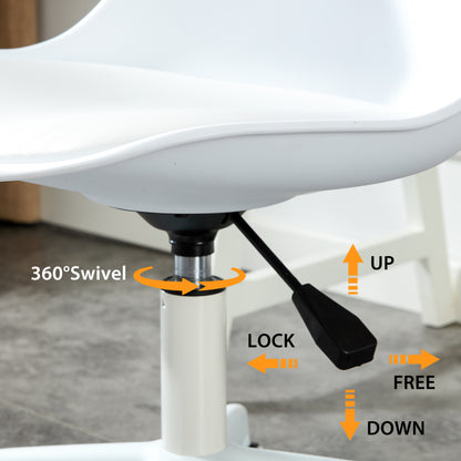 Home and Office Height Adjustable Armless Swivel Gaming Chair- White_12