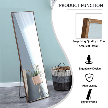 Solid Wood Frame Full Length Body Decorative and Dressing Mirror- Brown_7