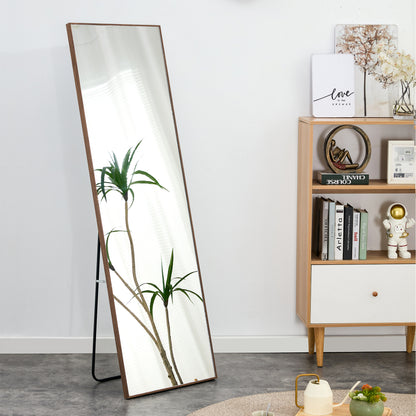 Solid Wood Frame Full Length Body Decorative and Dressing Mirror- Brown_6