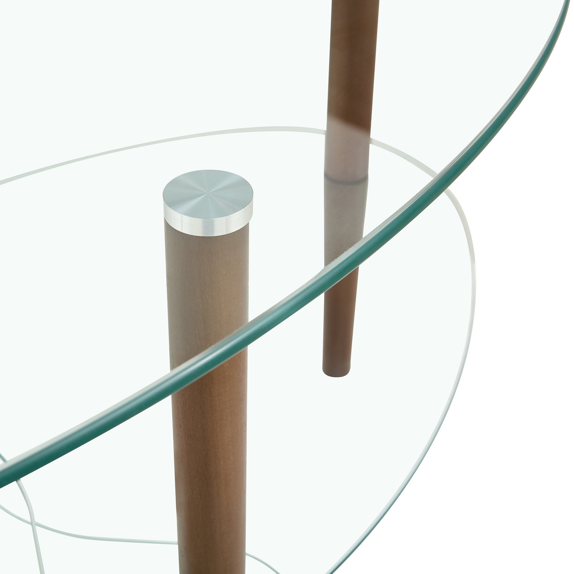 3 Layered Transparent Tempered Glass Oval Modern Coffee Table - Brown_11
