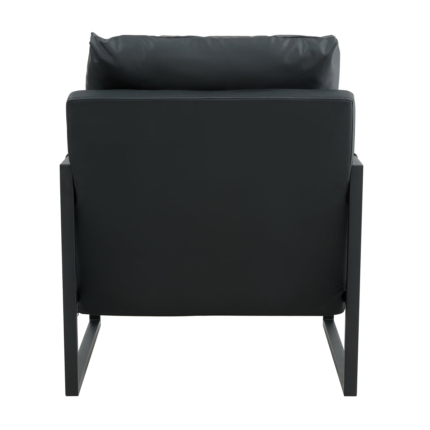 PU Leather Heavily Padded Backrest and Seat Cushion Accent Chair - Black_14