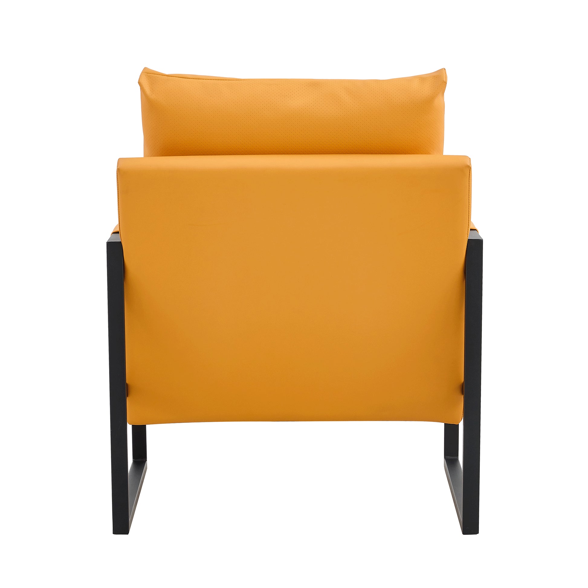 PU Leather Heavily Padded Backrest and Seat Cushion Accent Chair - Orange_16