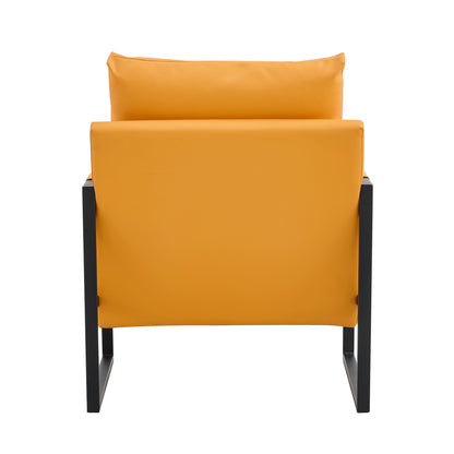 PU Leather Heavily Padded Backrest and Seat Cushion Accent Chair - Orange_16