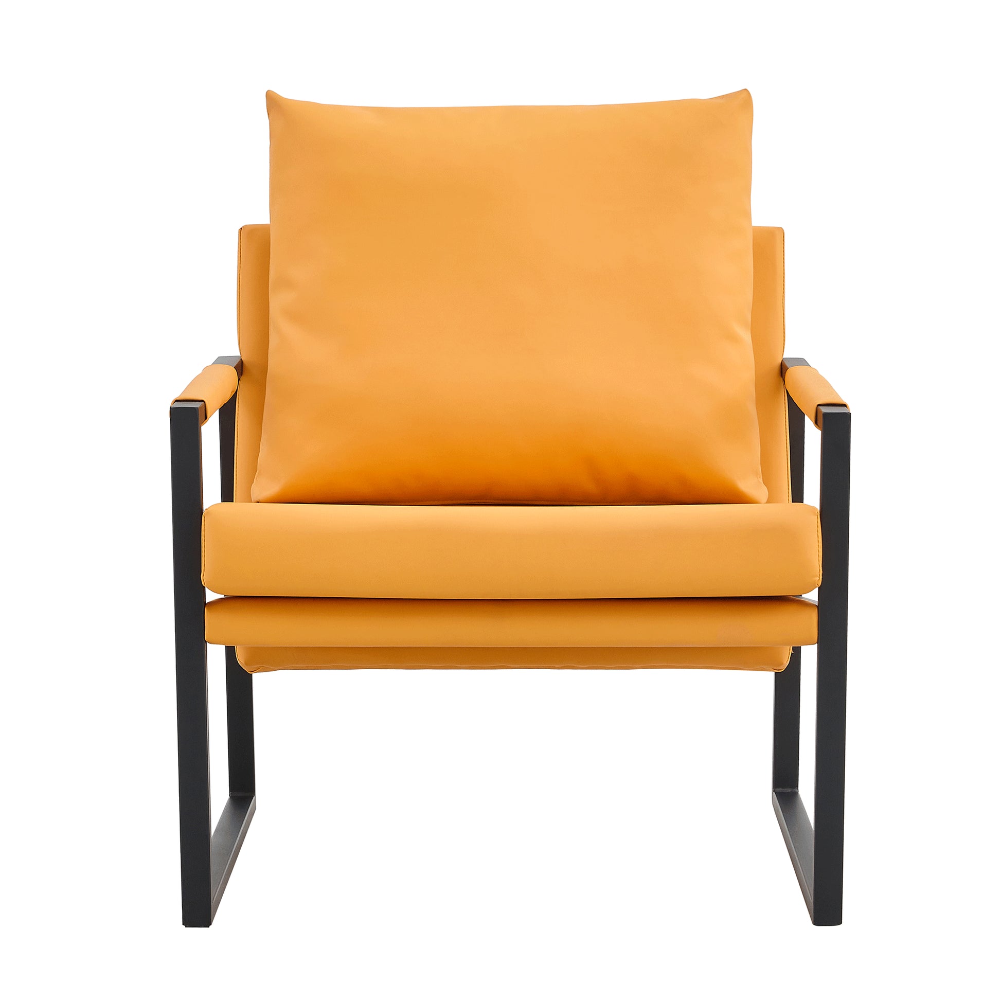 PU Leather Heavily Padded Backrest and Seat Cushion Accent Chair - Orange_17