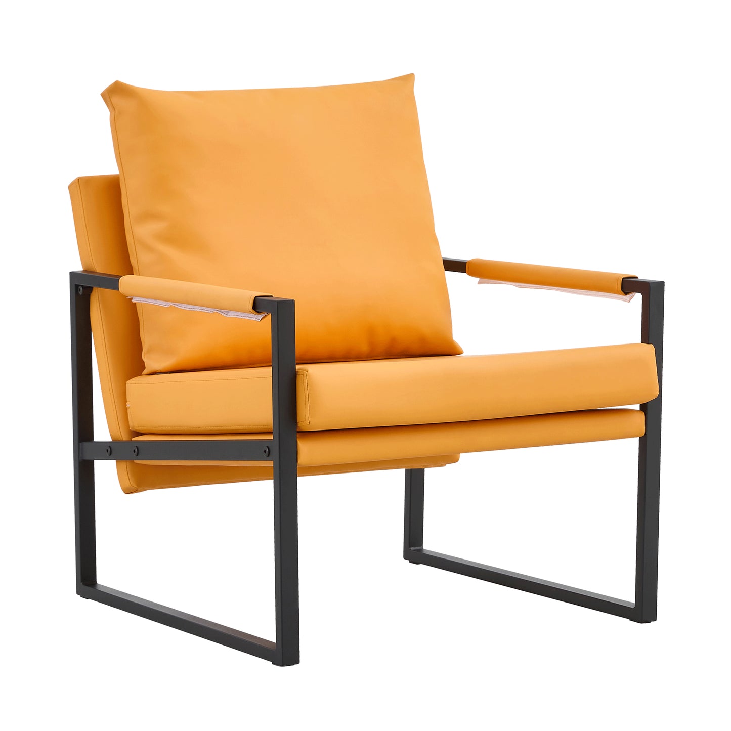 PU Leather Heavily Padded Backrest and Seat Cushion Accent Chair - Orange_14