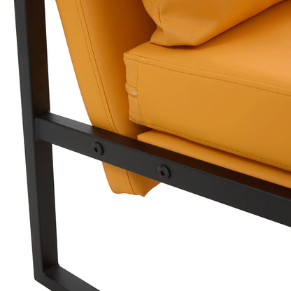 PU Leather Heavily Padded Backrest and Seat Cushion Accent Chair - Orange_21