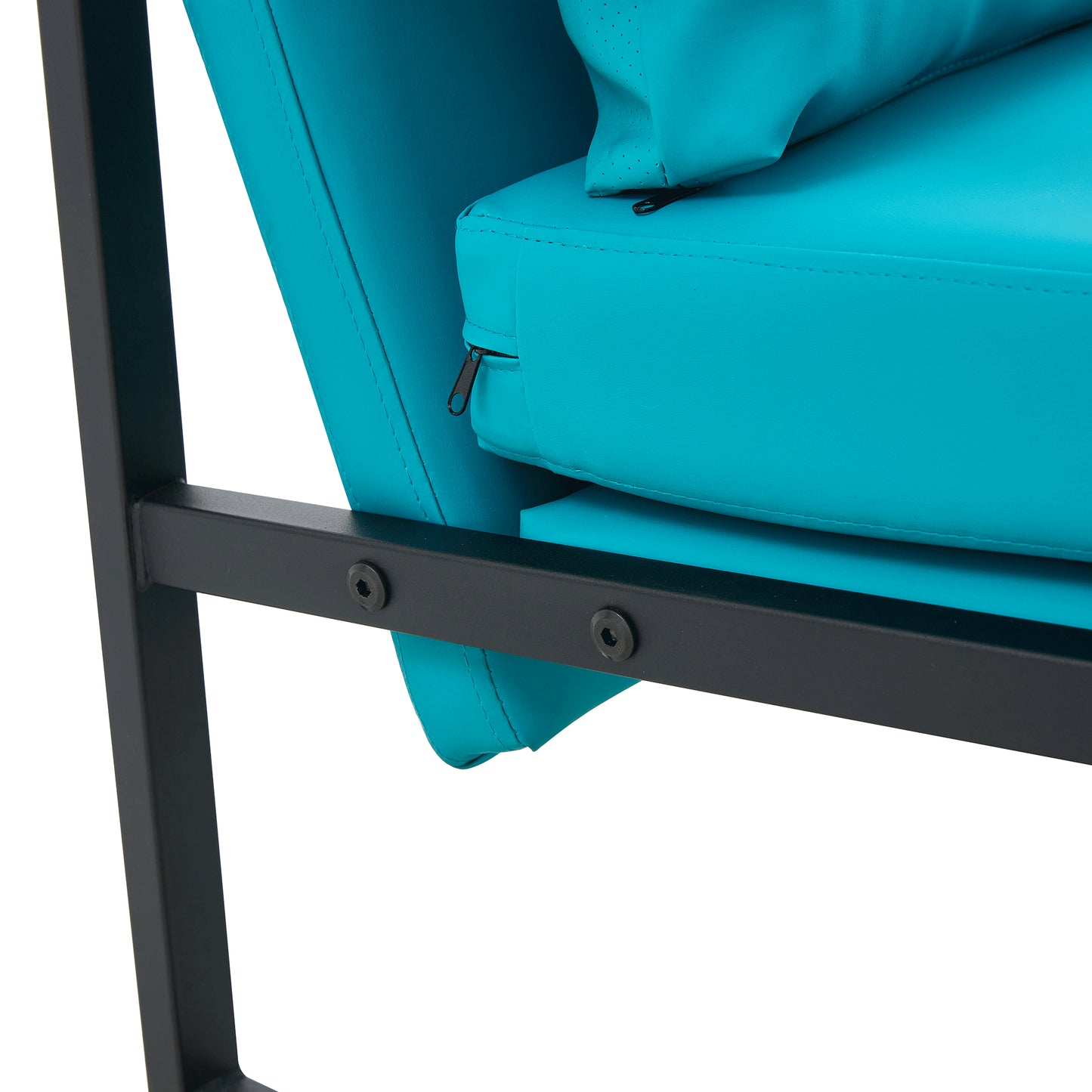 PU Leather Heavily Padded Backrest and Seat Cushion Accent Chair - Cyan_18