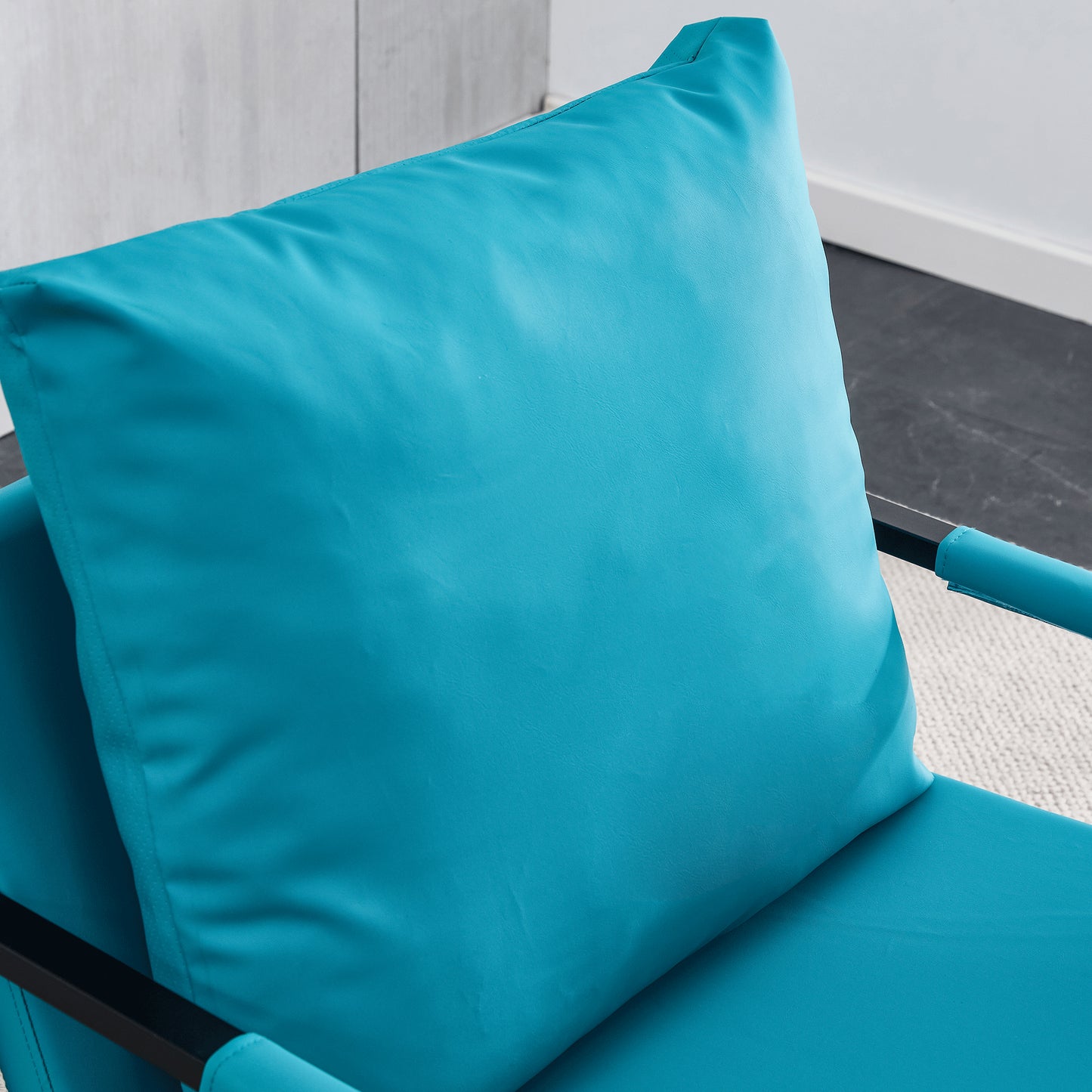 PU Leather Heavily Padded Backrest and Seat Cushion Accent Chair - Cyan_15