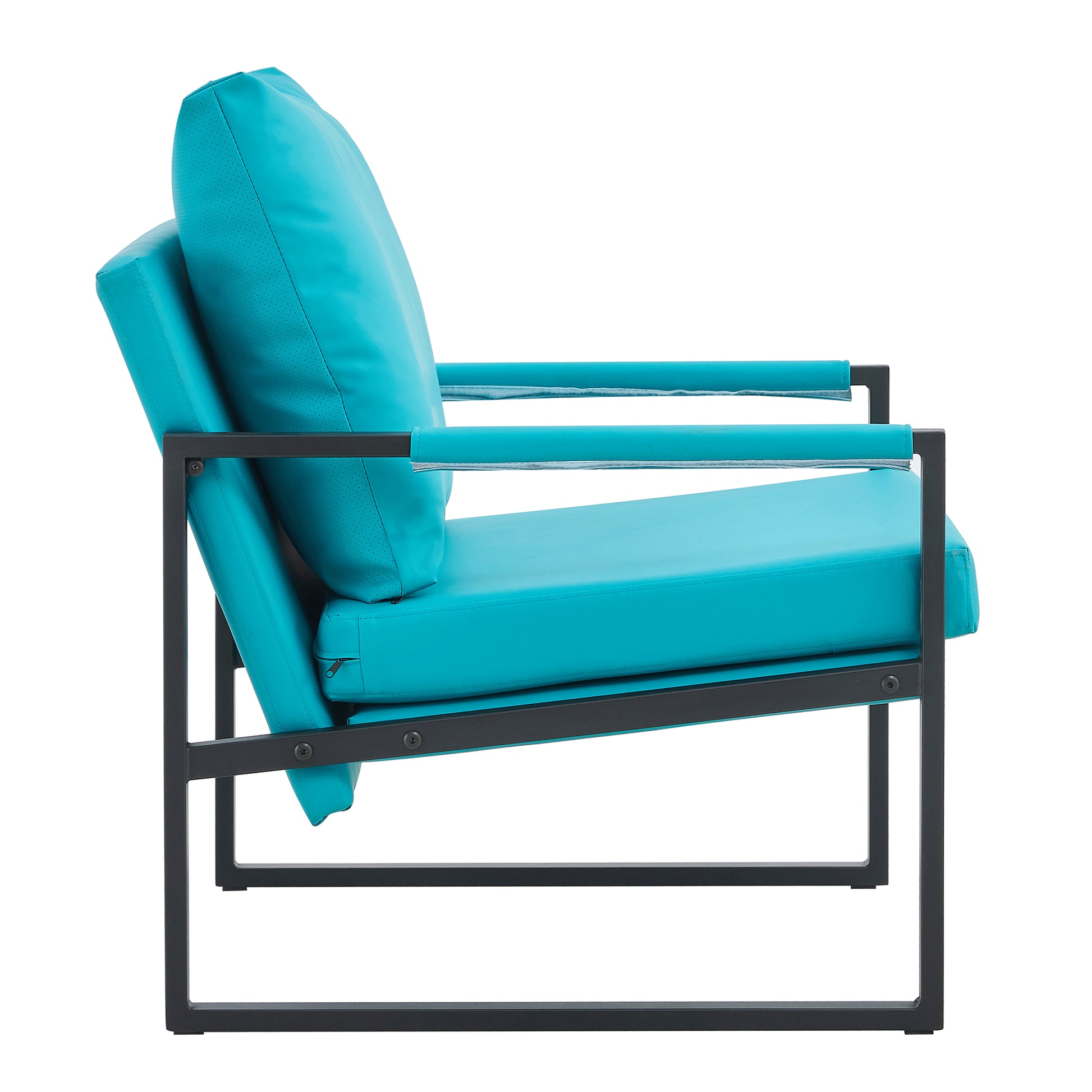 PU Leather Heavily Padded Backrest and Seat Cushion Accent Chair - Cyan_12