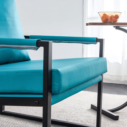 PU Leather Heavily Padded Backrest and Seat Cushion Accent Chair - Cyan_16