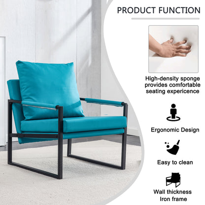 PU Leather Heavily Padded Backrest and Seat Cushion Accent Chair - Cyan_9