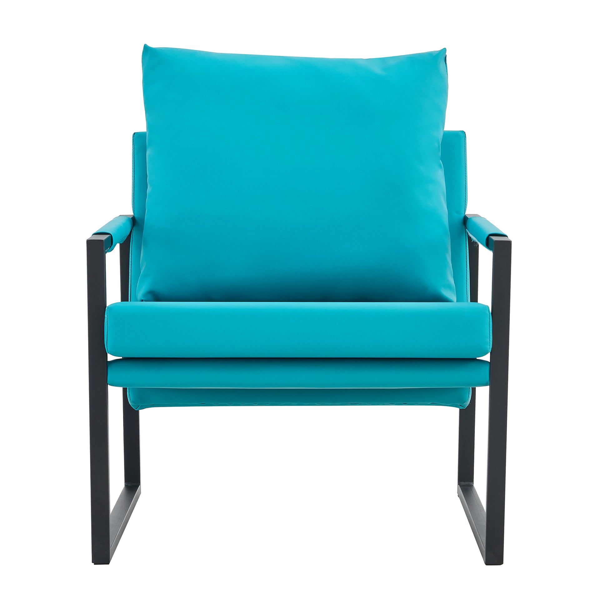 PU Leather Heavily Padded Backrest and Seat Cushion Accent Chair - Cyan_11