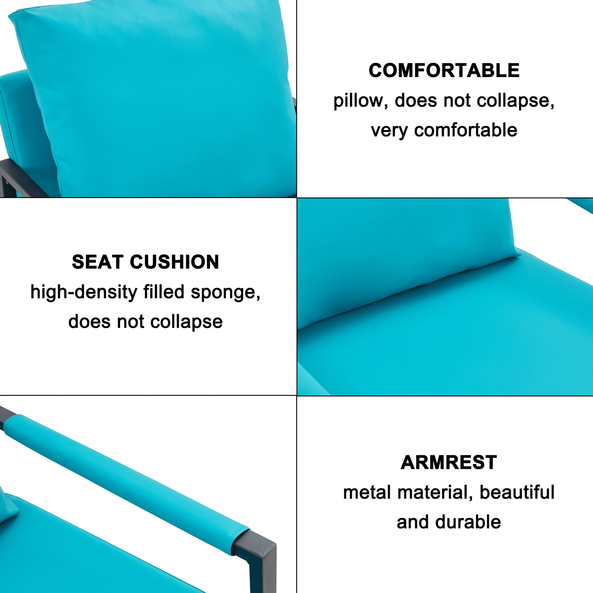PU Leather Heavily Padded Backrest and Seat Cushion Accent Chair - Cyan_10