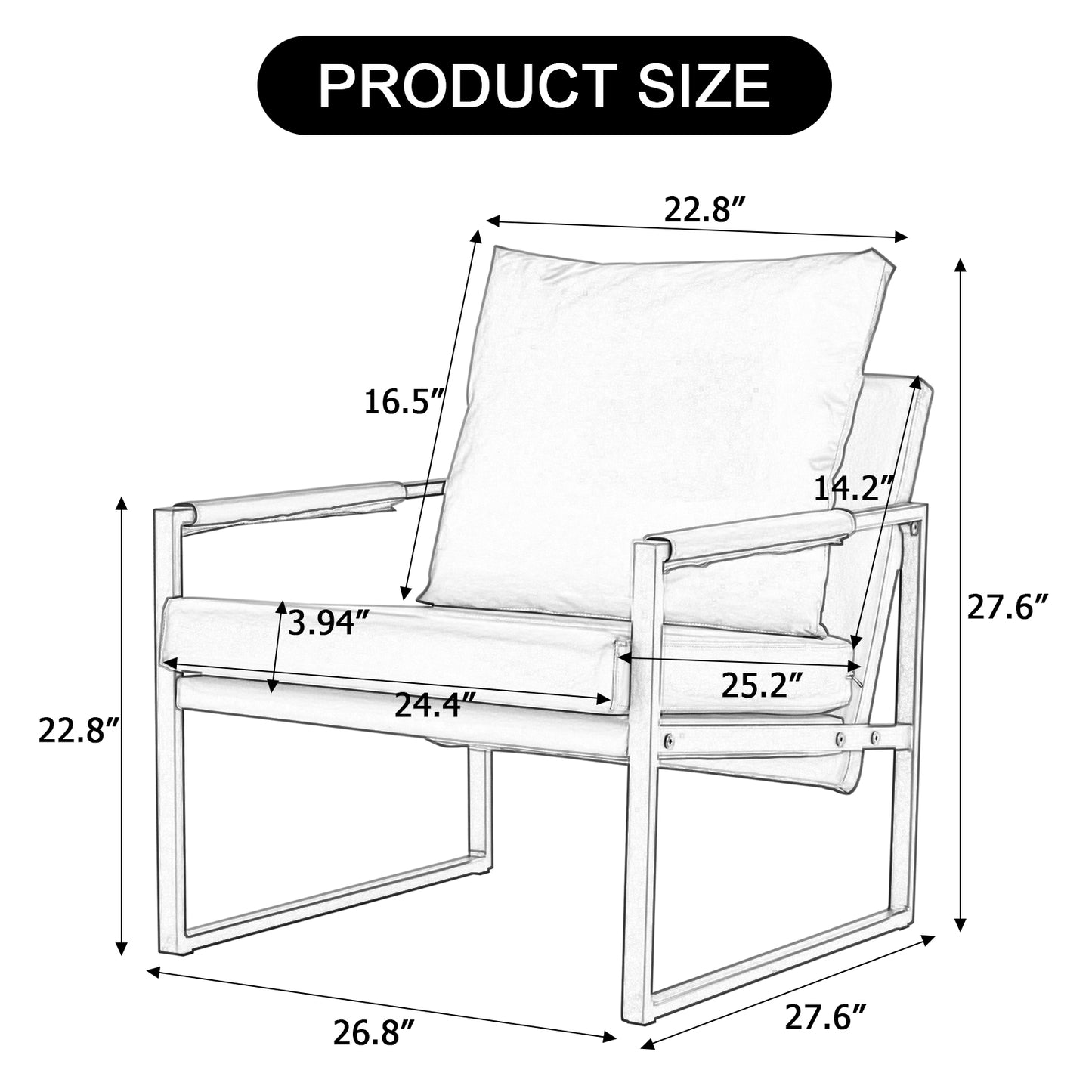 PU Leather Heavily Padded Backrest and Seat Cushion Accent Chair - Cyan_7