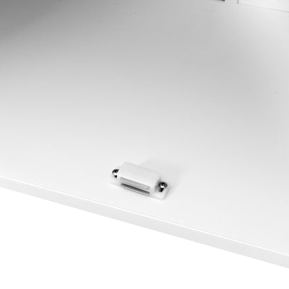 Bathroom Floor Storage Cabinet with Double Door Adjustable Shelf, White_6