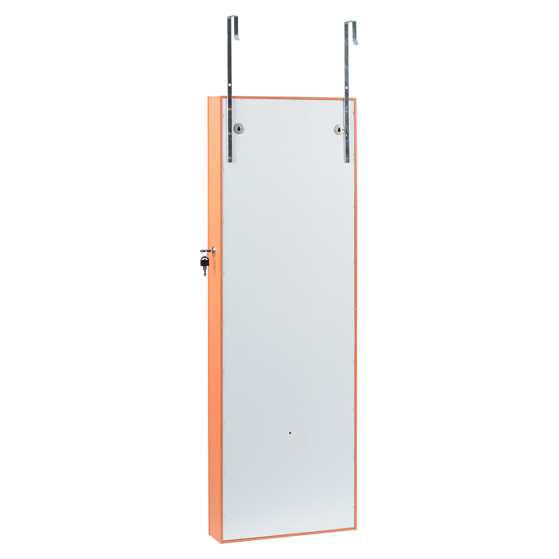 Wall Hanging Simple Jewelry Storage Mirror Cabinet With LED Lights- Orange_3