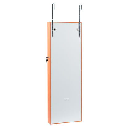 Wall Hanging Simple Jewelry Storage Mirror Cabinet With LED Lights- Orange_3