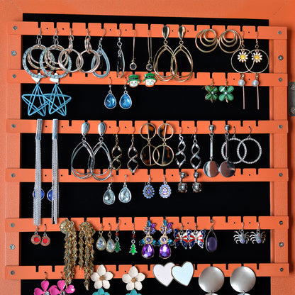 Wall Hanging Simple Jewelry Storage Mirror Cabinet With LED Lights- Orange_8
