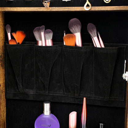 Wall Hanging Simple Jewelry Storage Mirror Cabinet With LED Lights- Antique Gray_7