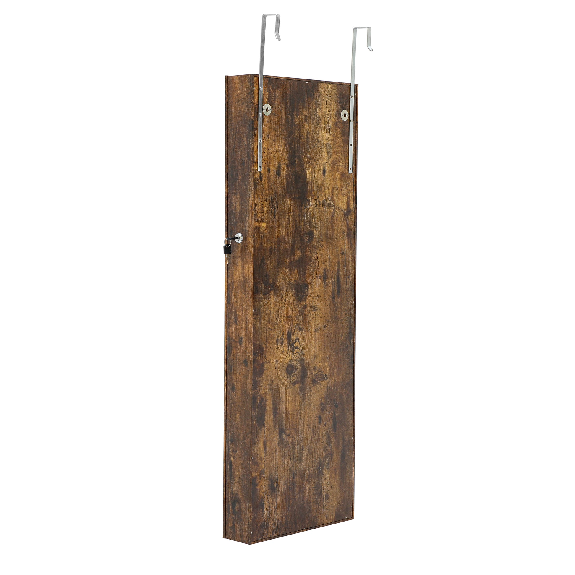 Wall Hanging Simple Jewelry Storage Mirror Cabinet With LED Lights- Antique Gray_3