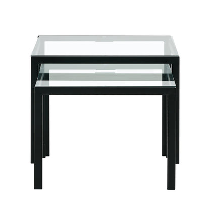 Set of 2 Tempered Glass Modern Design Nesting Coffee Table Set- Transparent_13