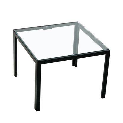 Set of 2 Tempered Glass Modern Design Nesting Coffee Table Set- Transparent_8
