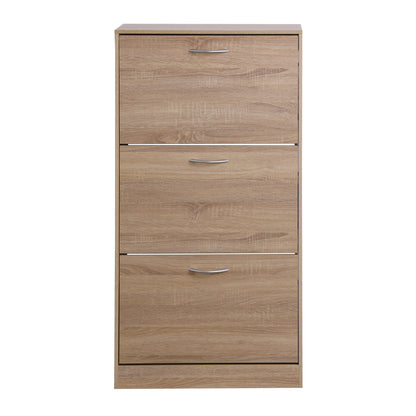 3 Layers Entryway Free Standing Wooden Shoe Rack Storage Organizer_5
