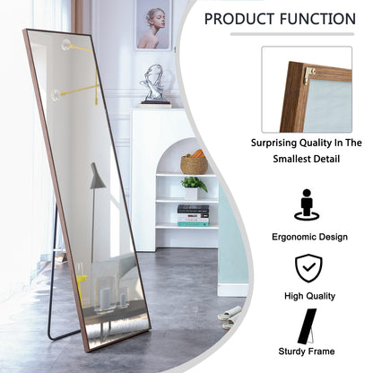 Solid Wooden Frame Full Length Body Decorative and Dressing Mirror- Brown_7