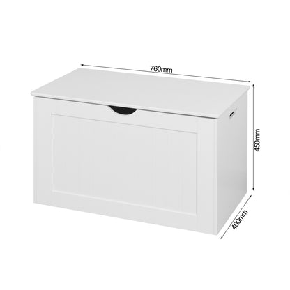 Lift Top Entryway Storage Cabinet with 2 Safety Hinges Wooden Toy Box- White_10